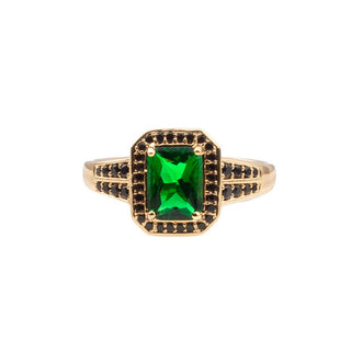 All The Luck in the World - Chérie Ring Rectangle - Green Black