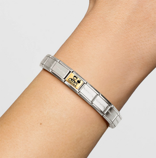Nomination - Link composable PLATES steel and 18k gold TEACHER