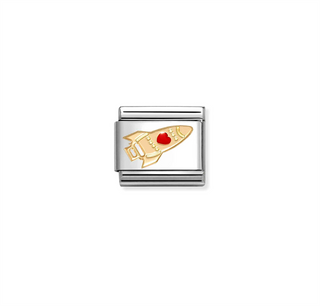 Nomination - Link SYMBOLS steel 18k gold ROCKET HEART RED