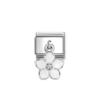 Nomination - Link CHARMS steel 925 sterling silver enamel WHITE FLOWER