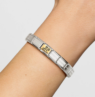 Nomination - Link composable PLATES steel and 18k gold FOOTBALLER