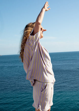BONGUSTA - Naram Oversized Shirt - Lilac & Neon Yellow