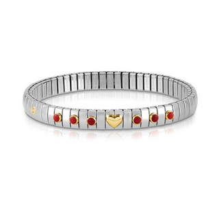 Nomination - Extension stretch BRACELET steel 18k gold HEART RED DOTS