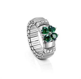 Nomination - Stretch Ring With Gree Four Leaf Clover