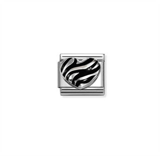 Nomination - Link SYMBOLS steel 925 sterling silver TIGER ZEBRA HEART
