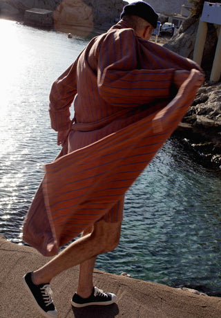 BONGUSTA - Naram Bathrobe - Camel & Ultramarine