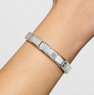 Nomination - Link DOUBLE steel cub zirconia 925 sterling silver HEART