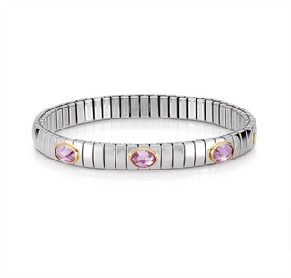 Nomination - Extension stretch BRACELET steel 18k gold PINK ZIRCONIA TRIPLE