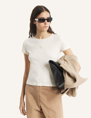 MAISON KITSUNÉ - Baby Fox Pointelle Tee-Shirt - Pure Ecru