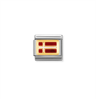 Nomination - Link composable FLAG steel and 18k gold DENMARK