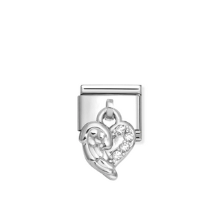 Nomination - Link CHARMS 925 sterling silver HEART IN WHITE