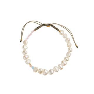 STINE A - Perlie Creme Bracelet - Blue and Pink Stone