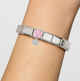 Nomination - Link CLASSIC CHARMS 925 sterling silver cz PINK FLOWER HEART