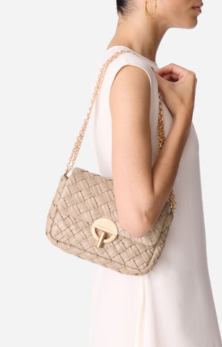 VANESSA BRUNO - Medium Moon Bag Braided - Ivoire