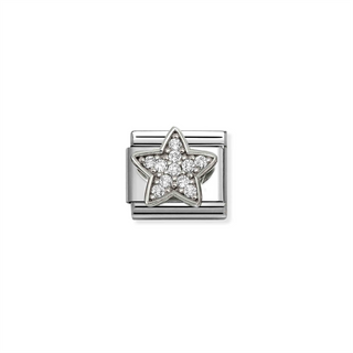 Nomination - Link SYMBOLS steel 925 sterling silver RICH STAR ZIRCONIA WHITE