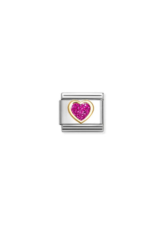 Nomination - Link Enamel & 18K Gold GLITTER FUCHSIA HEART