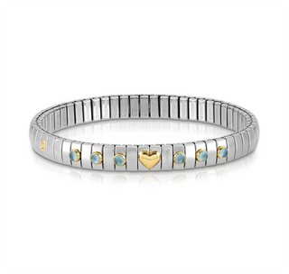 Nomination - Extension stretch BRACELET steel 18k gold LIGHT BLUE TOPAZ