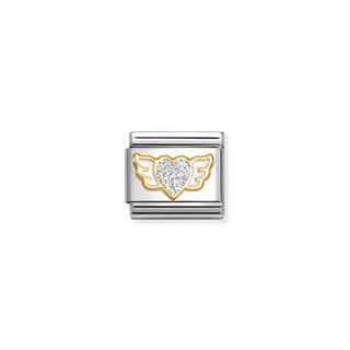 Nomination - Link GLITTER SYMBOLS 18k gold WINGED HEART