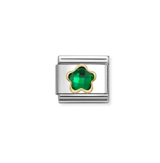 Nomination - Link FACETED CZ FLOWERS steel 18k gold GREEN