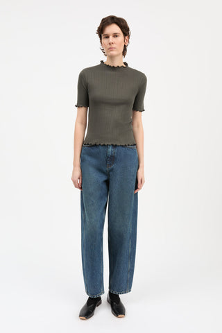 SKALL - Edie T-Neck Tee - Dark Green