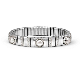Nomination - Extension stretch BRACELET steel 925 sterling silver TRIPLE PEARL ZIRCONIA