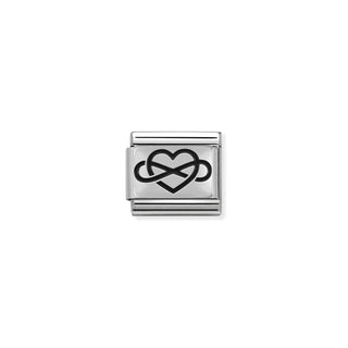 Nomination - Link PLATES OXIDIZED  925 sterling silver Infinity heart