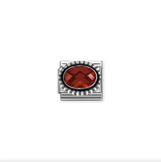 Nomination - Link Stone Faceted CZ Beaded Rich Setting 925 Silver RED