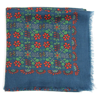 LES BELLES VAGABONDES - Carré Wool Agata - Bleu