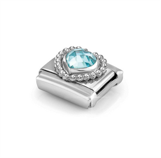 Nomination - Link COMPOSABLE faceted cz steel 925 sterling silver HEART DOTS RICH BLUE