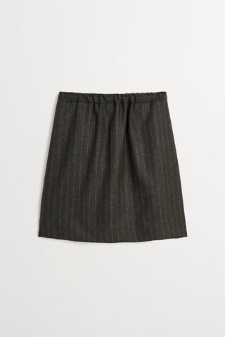 SKALL - Marcella Skirt - Brown/Black Pinstripe