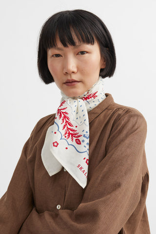 SKALL - Juniper Big Scarf - Cream/Blue/Red