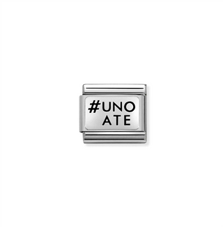 Nomination - Link PLATES oxidized steel 925 sterling silver # UNO A TE
