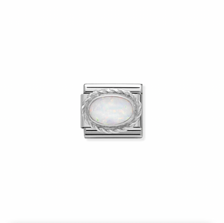 Nomination - Link STONE 925 sterling silver braided setting WHITE OPAL