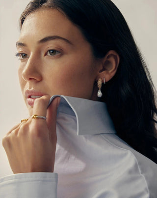 MISSOMA - Pearl Baya Small Hoop Drop Earrings