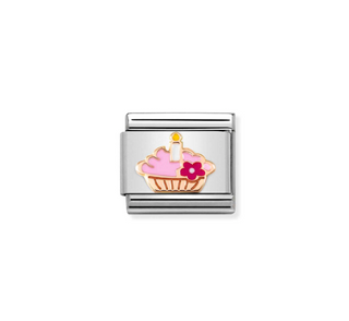 Nomination - Link SYMBOLS  9k rose gold Cupcake with candle
