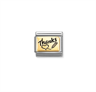 Nomination - Link CLASSIC PLATES steel 18k gold THANKS