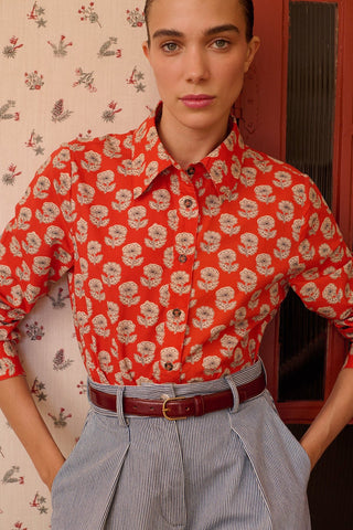 MARIA DE LA ORDEN - Alana Shirt - Red Flowers