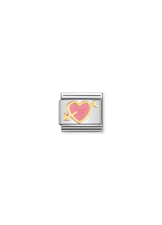 Nomination - Link Enamel & 18K Gold PINK HEART WITH ARROW