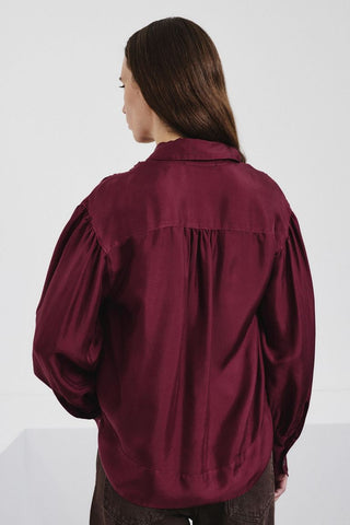 POMANDÈRE - Silk Twill Shirt - Burgundy