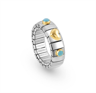 Nomination - Stretch RING steel 18k gold HEART TURQUOISE STONE