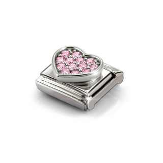 Nomination - Link SYMBOLS steel 925 sterling silver RICH PINK ZIRCONIA HEART