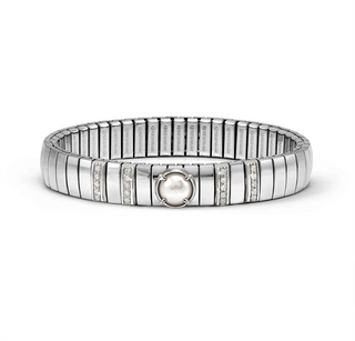 Nomination - Extension stretch BRACELET steel 925 sterling silver WIDE PEARL ZIRCONIA