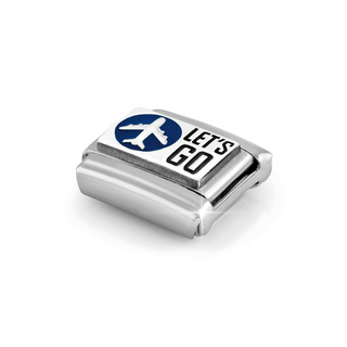Nomination - Link PLATES steel 925 sterling silver LETS GO PLANE