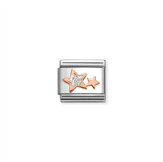 Nomination - Link SYMBOLS steel 9k rose gold SILVER GLITTER STARS