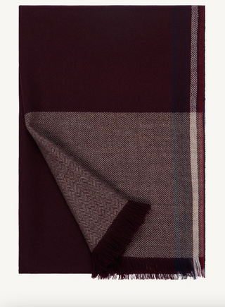 BOMPARD - Herringbone Tartan Scarf - Grenat/Millet