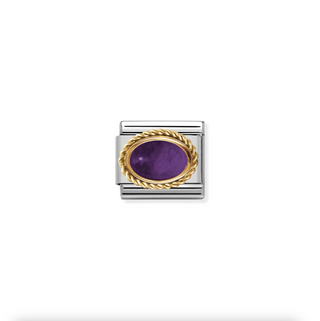 Nomination - Link Oval Stone Braided Setting 18K Gold AMETHYST