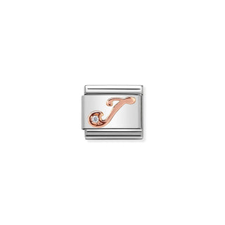 Nomination - Link LETTERS zircon 9k rose gold J