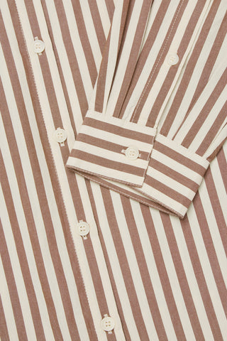 SKALL - Leigh Shirtdress - Brown/Ecru Stripe