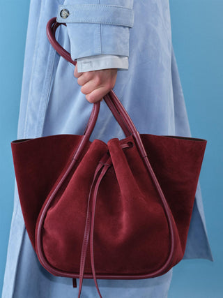 PROENZA SCHOULER - Large Ruched Tote Suede - Merlot