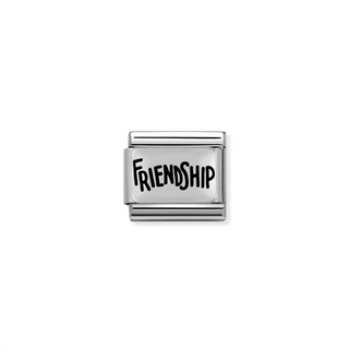 Nomination - Link PLATES oxidized steel 925 sterling silver FRIENDSHIP